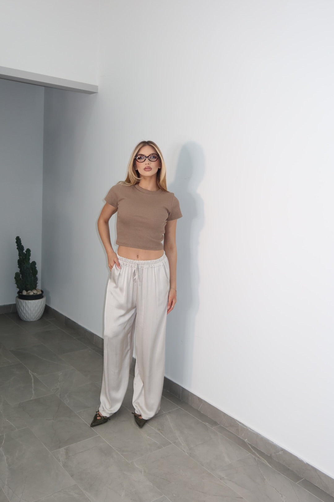 Pantalone Satinato Molla elastica