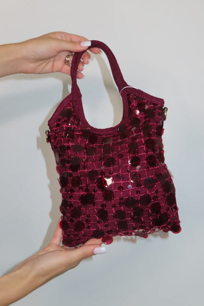 Mini Bag Pag Paillettes Marrone Bordeaux Nera