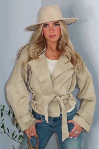 Mini trench beige e nero ghiaccio